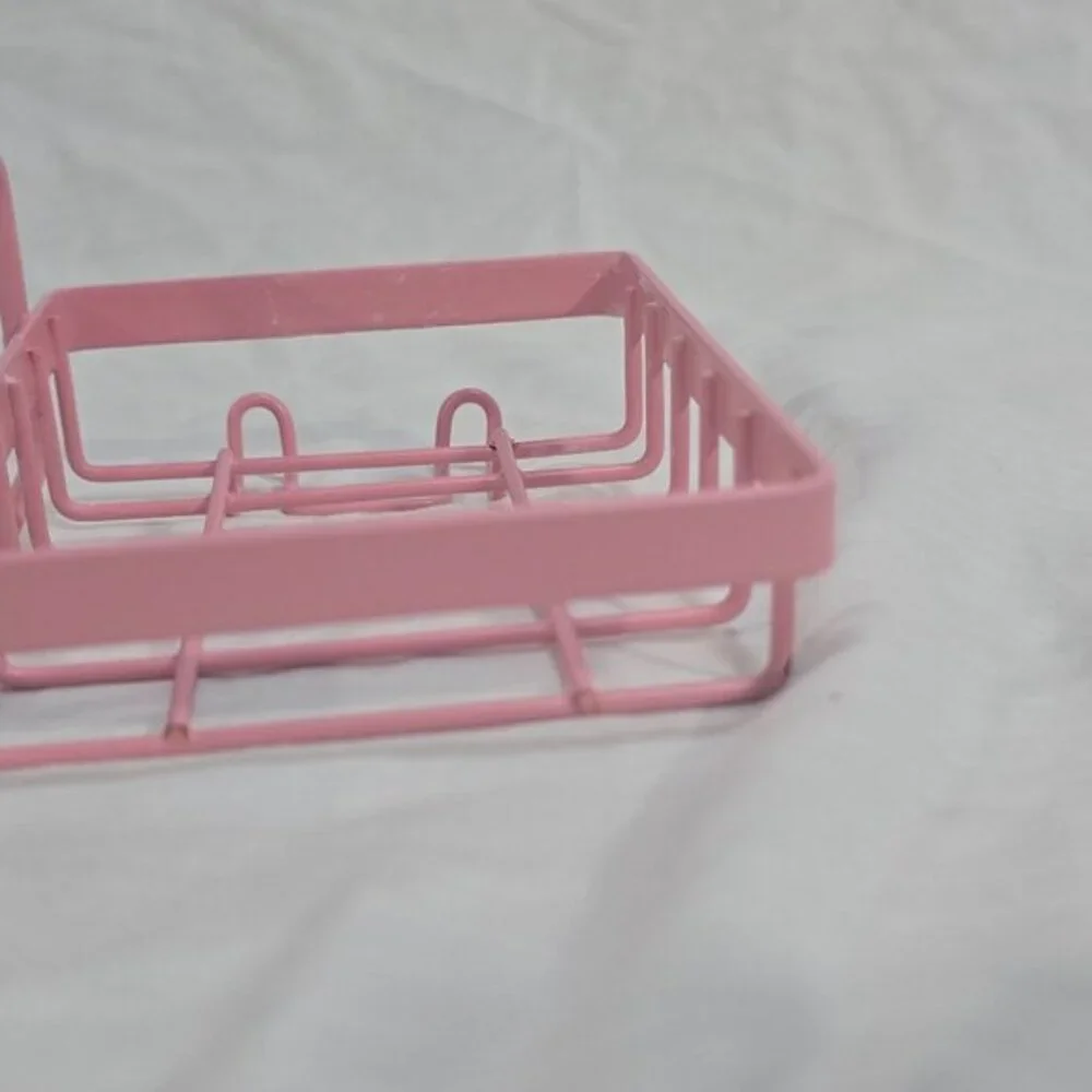pink metal wire rust resistant‎ coating shower basket organizer storage caddy